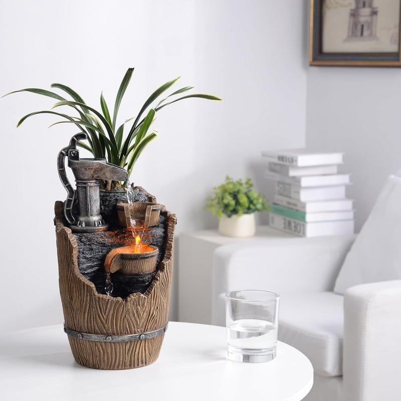 Tolevoit Tabletop Fountains Relaxation Soothing Sound Waterfall Fountain with LED Lights Indoor Zen Relaxation for Office Home Decorations Growing Plants to Purify The Air - Image 1